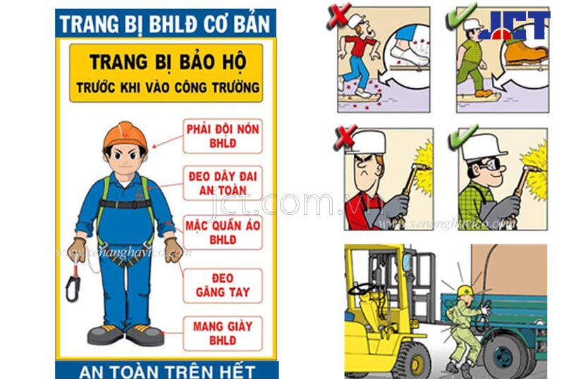 Trang bị đầy đủ đồ bảo hộ lao động trước khi làm việc với xe nâng người